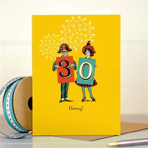 Funny 30th Birthday Card ‘30 Hooray By The Typecast Gallery