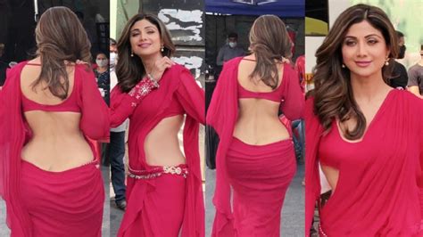 Shilpa Shetty Spotted In Red Saree Shilpa Shetty Spot In Hungama2 Set Shilpa Shetty In Red Hot