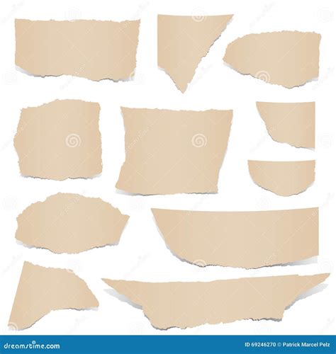 Paper Scraps Ripped Papers Torn Page Pieces Cartoon Vector