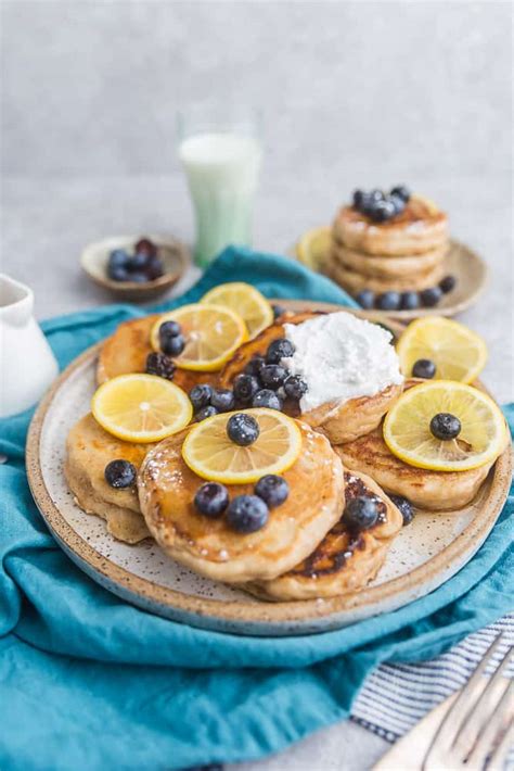 Blueberry Lemon Pancakes Fluffy Greek Yogurt