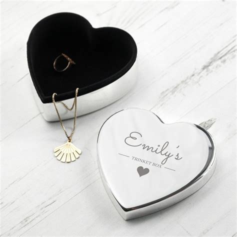 Personalised Contemporary Silver Heart Trinket Box Love My Gifts