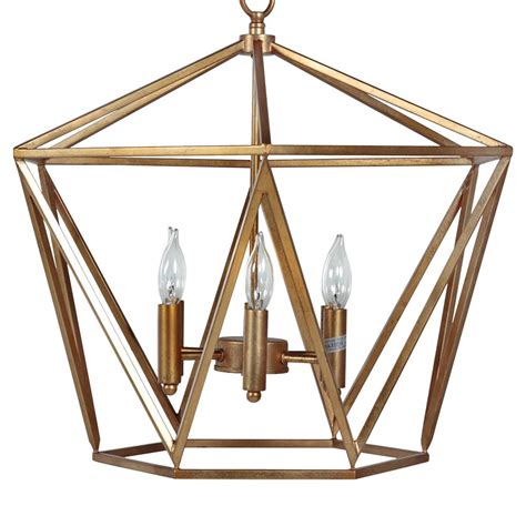 Krista Hollywood Regency Vintage Gold Geometric Chandelier Kathy Kuo Home