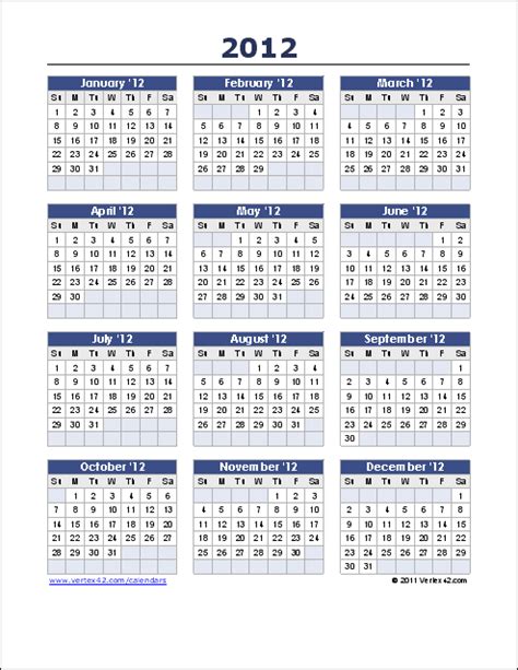 A Simple Yearly Calendar Template For Excel Good For Any Year