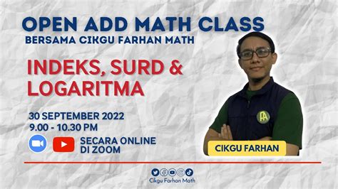 Indeks Surds And Logaritma Online Add Math Class Form 4 2022 Youtube