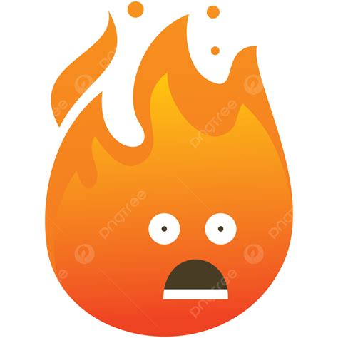 Fire Emoji Expression Shocked Vector Fire Emoticon Shocked Png And