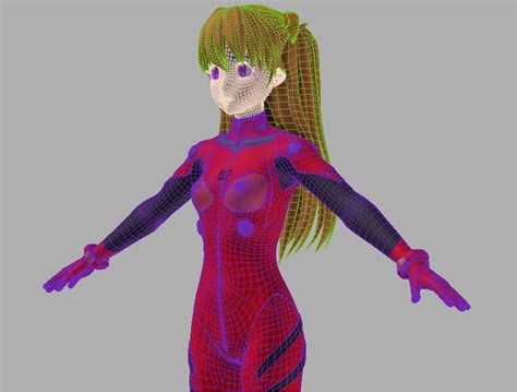 T Pose Nonrigged Model Of Asuka Langley Soryu Anime Girl 3d Model Cgtrader