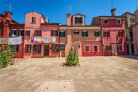 Beautiful Multi Colored Houses In Burano Island Venice Lagoon Veneto
