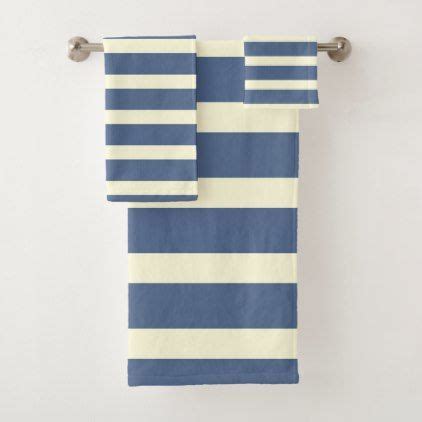 We got the royal blue / navy blue not sure what it was called but it was a beautiful color. Navy blue and off-white stripes bath towel set | Zazzle ...