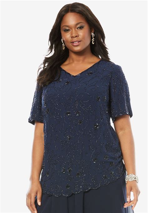 Sequin Beaded Top Plus Size Special Occasion Shop Fullbeauty Tops