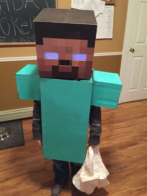 Minecraft Herobrine Costume Eyes Light Up Using Glow Sticks Taped