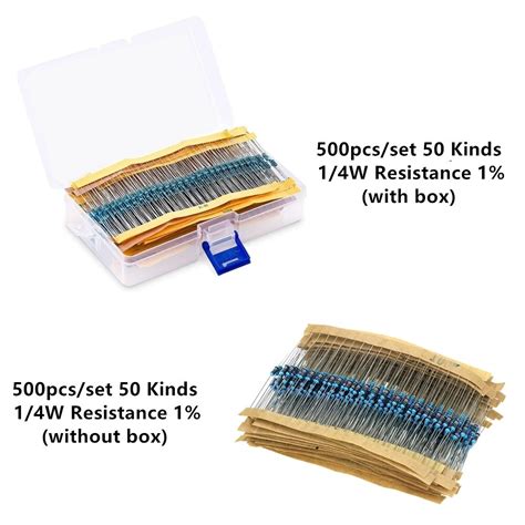 500pcslot 50 Values 14w Resistors Set Metal Film Resistor Assortment