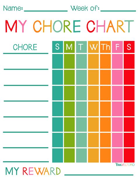 Free Printable Chore Charts for Kids | Charts, For kids and Chore charts