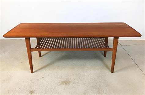 Vintage Danish Teak Coffee Table With Slatted Tray 1960s 102238
