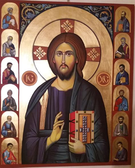 Icon Of Jesus Christ And 12 Apostles Made To Order Orthodox Painting