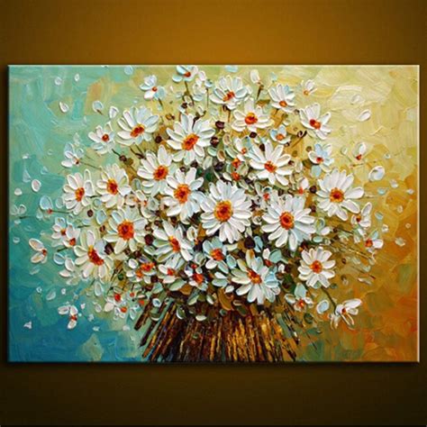 Hand Painted Canvas Acrylic Floral Paintings Handmade