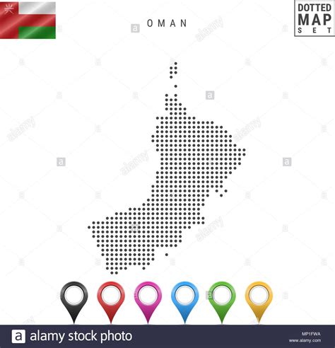 Vector Dotted Map Of Oman Simple Silhouette Of Oman The National Flag