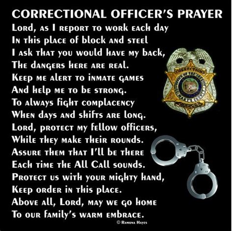 It was a decisive gesture from a reserved but determined young woman. Correctional Officer's Prayer 12x12 C.O. by ...