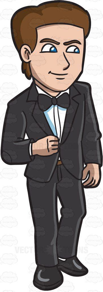 A Handsome Man In A Tuxedo Cartoon Clipart Cartoon
