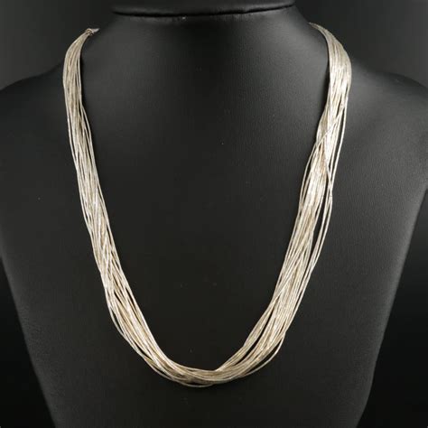 Sterling Silver Liquid Silver Multi Strand Necklace