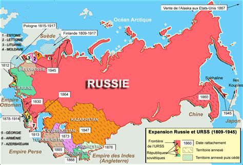 Russie Urss Expansion 1809 1945 Carte