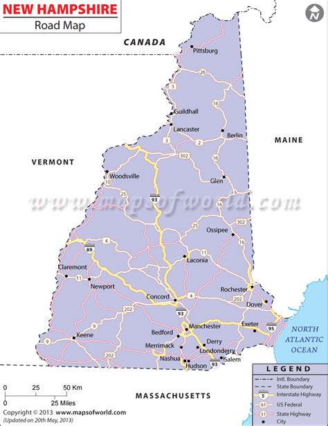 New Hampshire Road Map