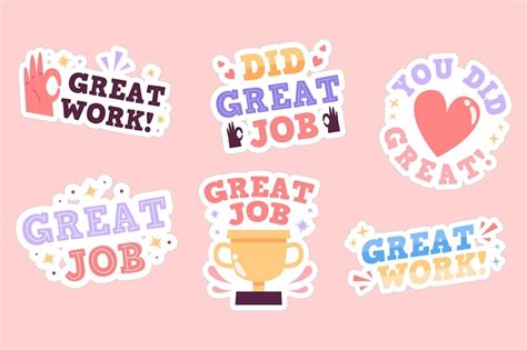 Free Vector Flat Design Good Job And Great Job Sticker Pack