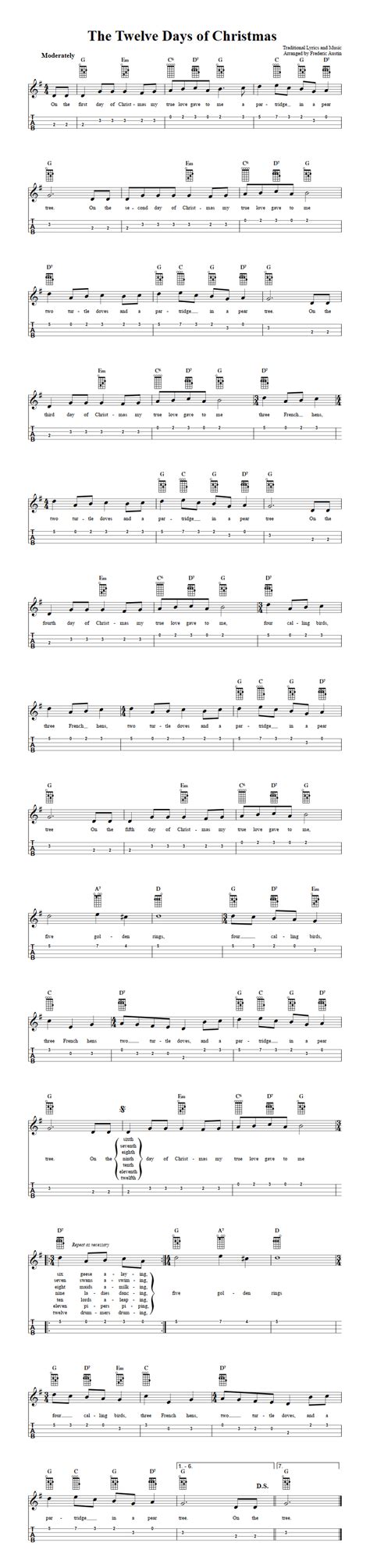 The twelve days of christmas. The Twelve Days of Christmas: Chords, Sheet Music and Tab ...