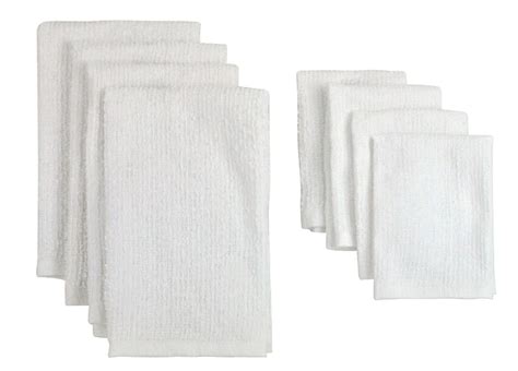 Pack Of 8 Solid White Dish Towel And Wash Cloth Kitchen Accessory Set