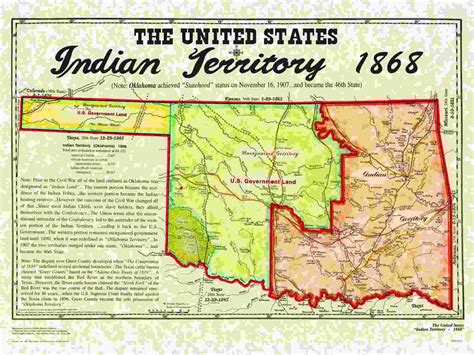Indian Territory Historic 1892 Vintage Style Oklahoma Wall Map Ai Cases