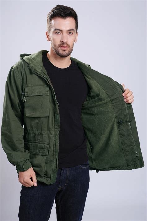 Mens Casual Military Style Hooded Jackets Winter Fleece Cashmere Warm