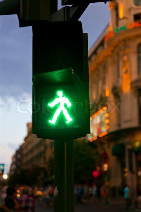 Green Pedestrian In Traffic Light At Stock Image Colourbox