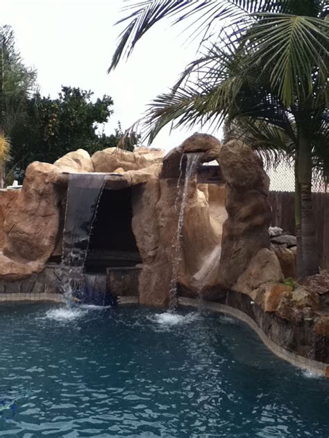 Enjoy the added touch to your pool with the serenity and calming sounds of a running waterfall. Rico Rock Installation in San Diego & Carlsbad & La Mesa ...