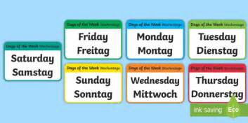 Days Of The Week Flashcards Englishgerman Eal German Days Of The Week