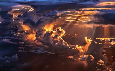 Wallpaper Sunlight Sunset Night Nature Reflection Sky Clouds
