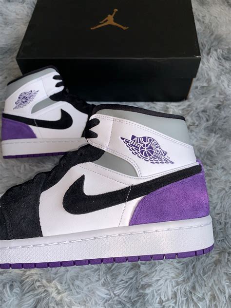 Air Jordan 1 Mid Purple Black Suede Heels For Sale - Sneaker Hello