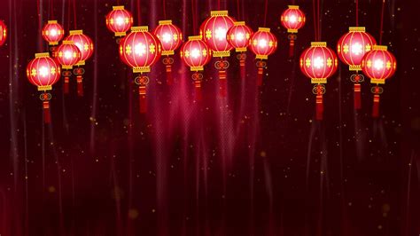Chinese Lantern Lights Hanging On A Red Background Free Stock Video