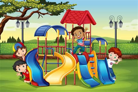 Children Playing In The Playground Stock Illustration Image 60197292