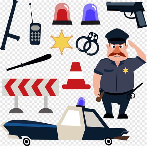 Ilustración De Dibujos Animados De Oficial De Policía Herramientas De