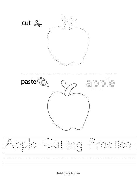 Apple Cutting Practice Worksheet Twisty Noodle