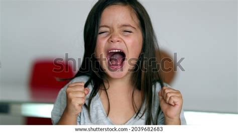 Upset Little Girl Yelling Feeling Angry Stock Photo 2039682683