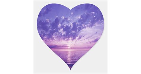 Beautiful Purple Sunset Heart Sticker Zazzle