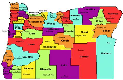 Oregon State Map With Cities And Counties Map