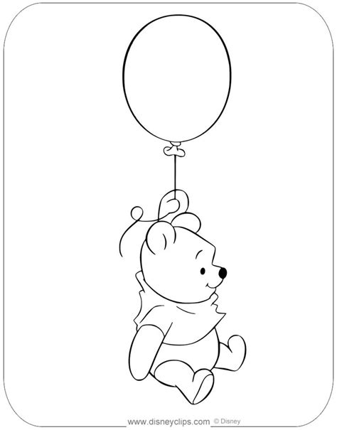 Coloring Page Of Winnie The Pooh With Balloon