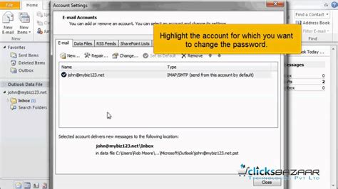 How To Change Your Email Password In Outlook 2010 Youtube