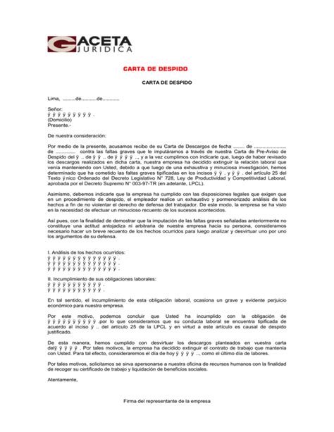 Carta De Despido Laboral Venezuela New Sample Q Gambaran