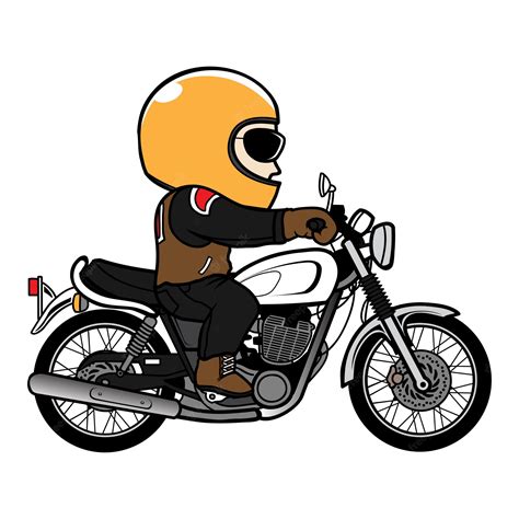 Premium Vector Man Ride Vintage Bike Cartoon Speed Motorcycle