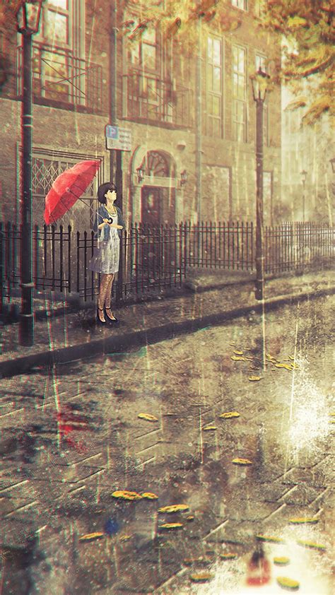 Anime Girl Raining Umbrella K Wallpaper PC Desktop