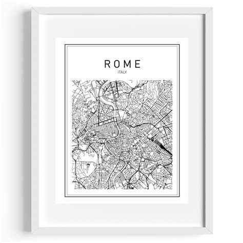 Buy Rome Map Rome Print Map Of Rome Italy Map Italy Wall Art Map Print
