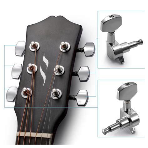 Irin 6 Pieces Sliver Acoustic Guitar Machine Heads Knobs Guitar String