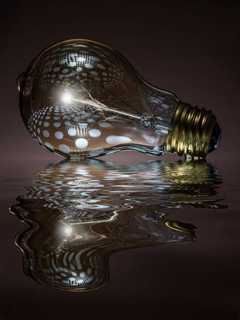 Lightbulb Concept And Reflection Water Reflection Photography Reflection Photography
